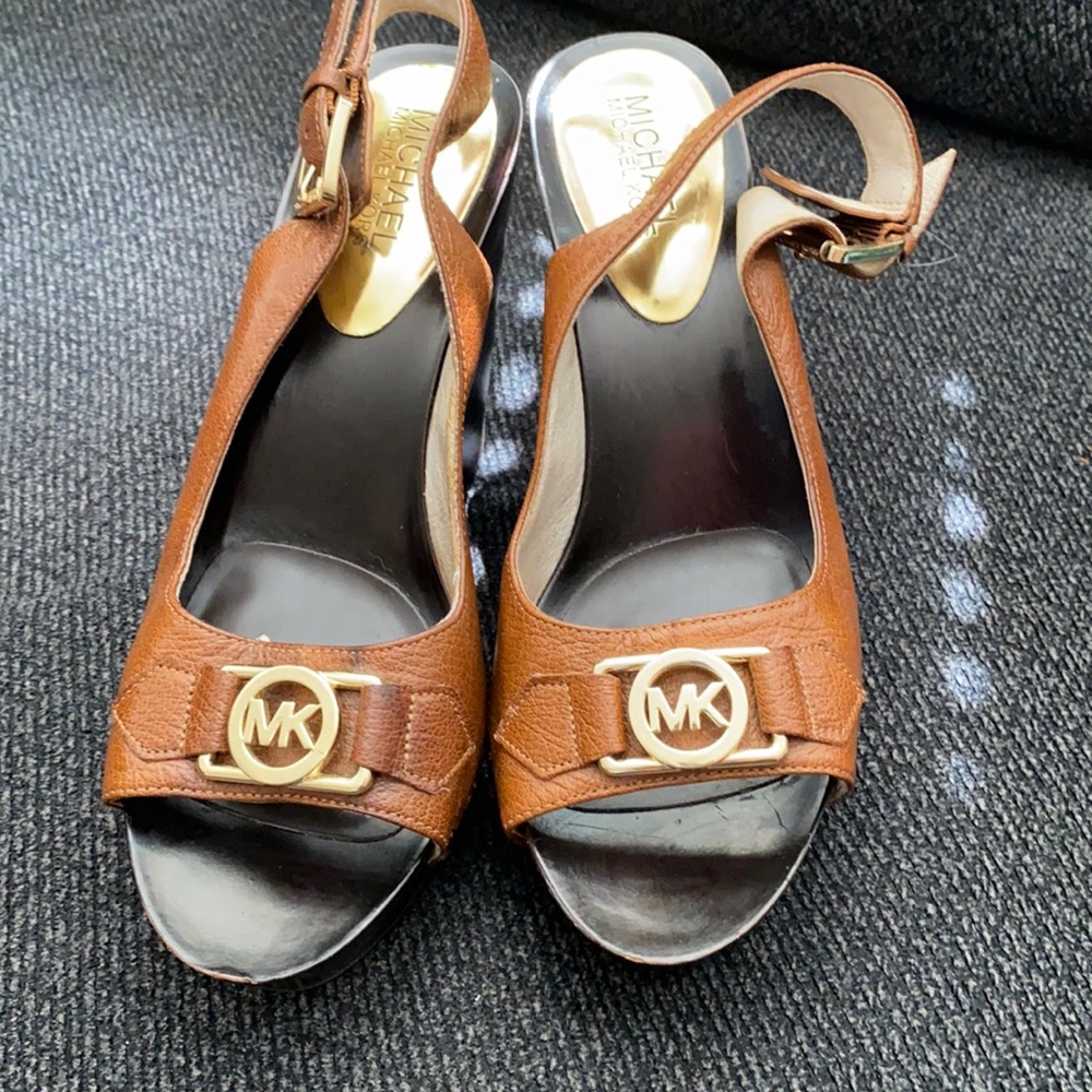 Michael kors leather wedges , women ,size 7